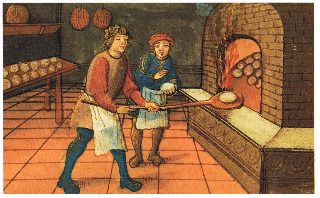 Ilustración de un panadero medieval 